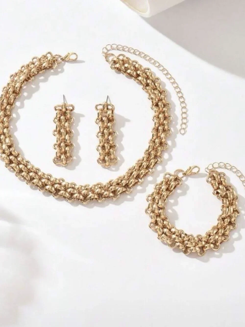 Gold Plated Panther Chunky Link Necklace On Stainless Steel Womens Jewelry